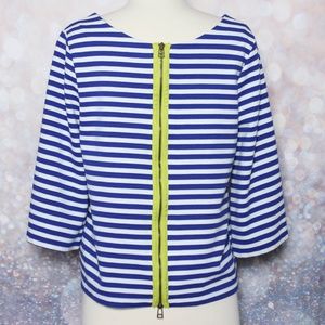 Anthropologie Postmark Striped Zipper Back Blouse
